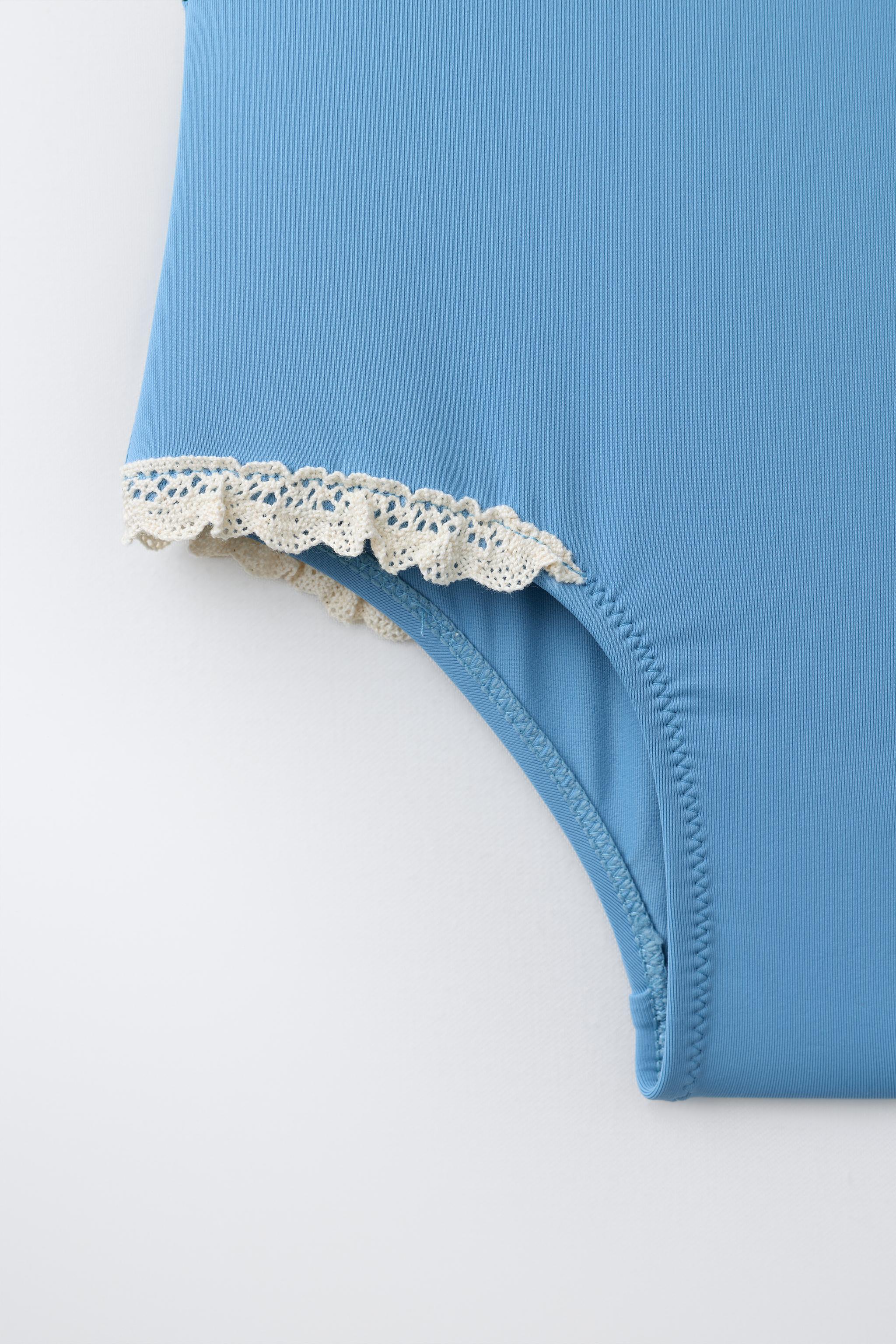 6-14 YEARS/ CONTRAST LACE TRIM SWIMSUIT